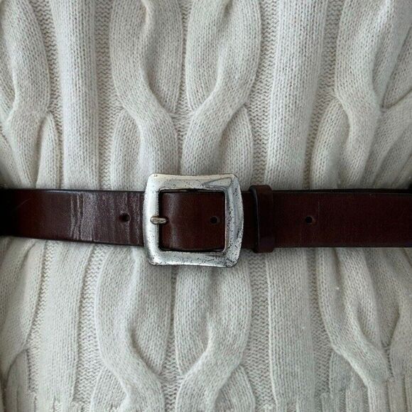 Vintage Eddie Bauer Brown Leather Made in USA Minimalist Belt Sz L - Picture 1 of 3